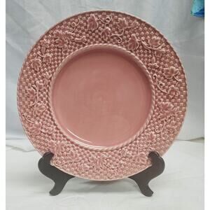 Bardallo Pinheiro 12" Pink Ceramic Majolica Plate Portugal